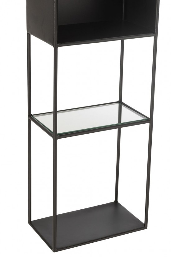 J Line Shelf Ricard Metal Glass Black cupboard racks.