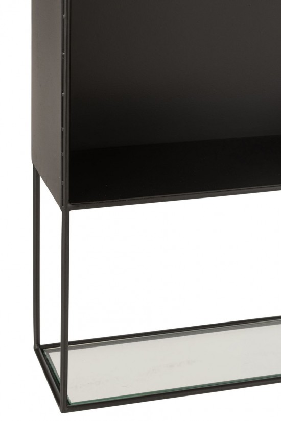 J Line Shelf Seen Metal Glass Black cupboard racks.