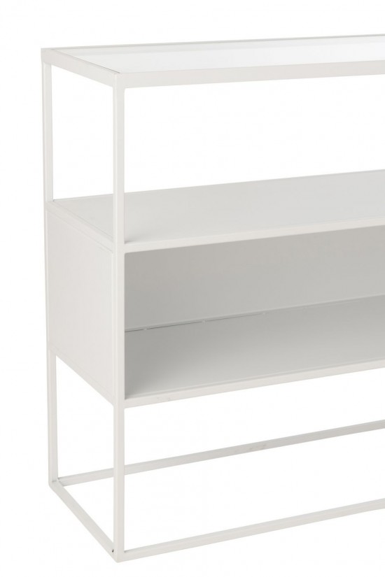 J Line Console Square Metal Glass White sidetables.