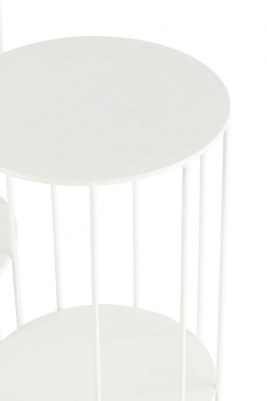 J Line socle carre bois piédestal Jolipa Set De 3 Stand De Fleurs Metal Blanc.