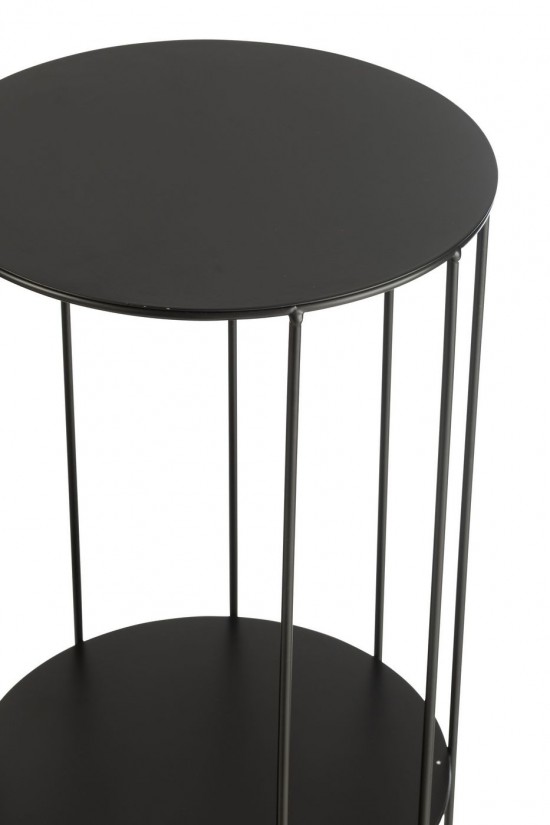 J Line socle carre bois piédestal Jolipa Set De 3 Stand De Fleurs Metal Noir.