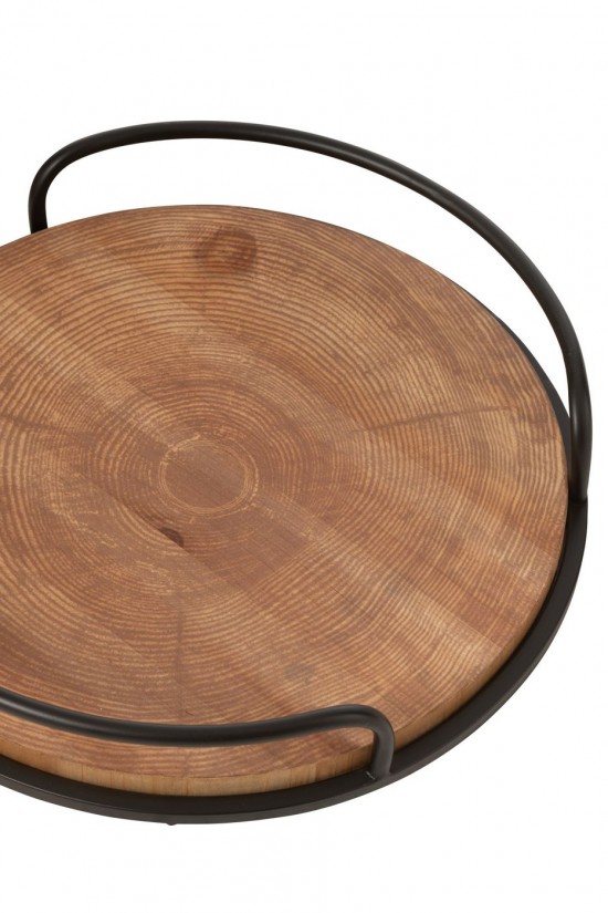 Jline Set Van 2 Plateau Mdf Ijzer Naturel Zwart.