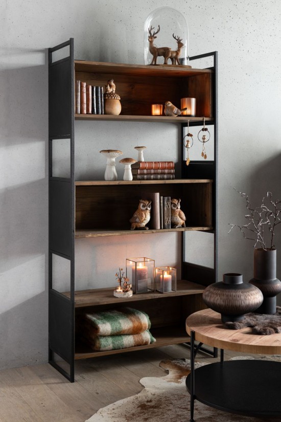 J Line Tavolino Bio Mdf Ferro Nero Naturale Mesa Auxiliar Bio Mdf Hierro Negro Natural.