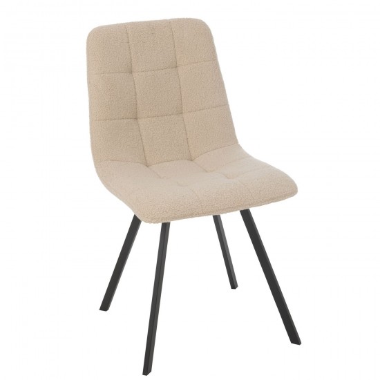 J Line Eetstoel Clark Metaal Polyester Wit stoelen eetkamerstoelen eethoekstoelen eettafelstoelen eetstoelen JO46335.