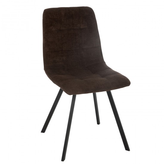 J Line Eetstoel Clark Metaal Polyester Bruin stoelen eetkamerstoelen eethoekstoelen eettafelstoelen eetstoelen JO46339.