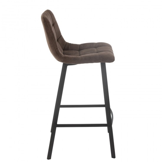 J Line chaises tabourets de bar Jolipa Chaise De Bar Kent Metal Polyester Brun.