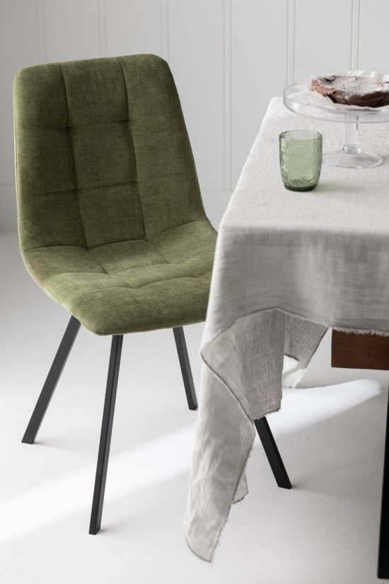 Jline Silla De Comedor Clark Metal Poliester Verde.