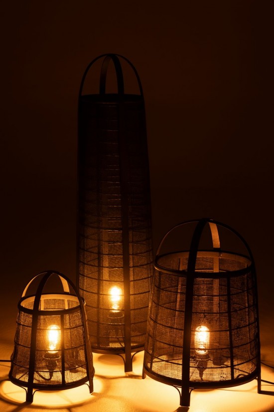 Jline Lampe Don Baumwolle Bambus Schwarz Stehleuchten.