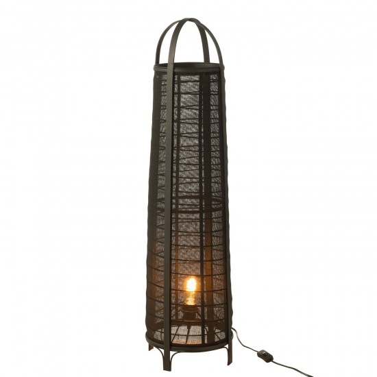 J Line Lamp Don Katoen Bamboe Zwart Vloerlampen Stalampen Staande Lampen Staanlampen JO46377.