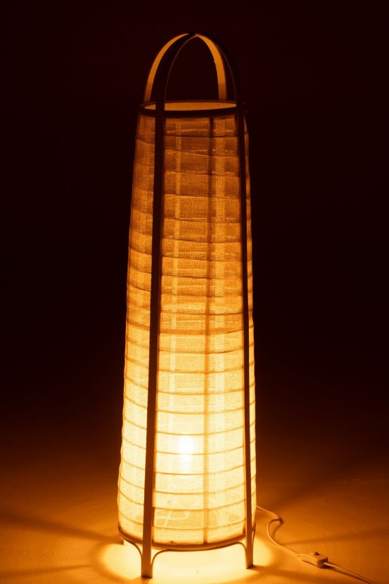 J Line Lampadaires Lampes Raides Debouts Sur Pied De Sol Jolipa Lampe Don Coton Bambou Blanc.