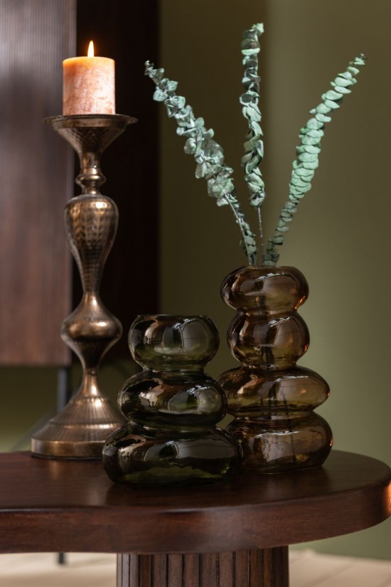 Jline Juego De 2 Portavelas Metal Marron.