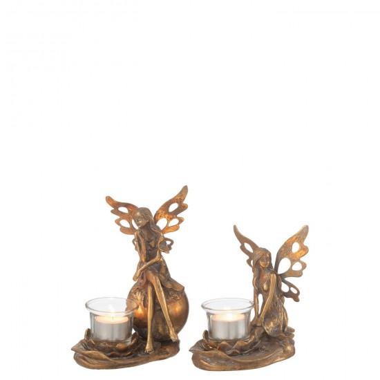 Jline Theelichthouder Vidia Metaal Goud Large.