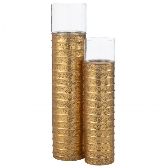 J Line lanternes photophores Jolipa Porte Bougie Pilier Metal Verre Or Large.