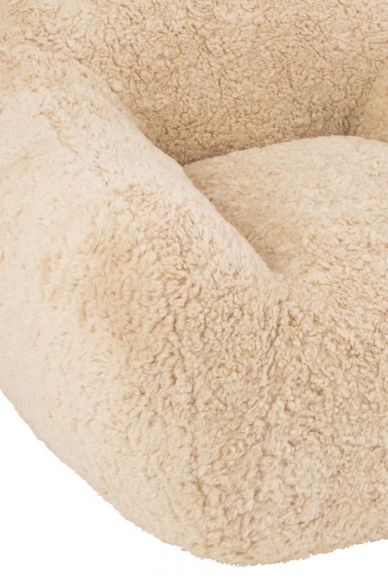 J Line Sofa Shearl Polyester Cream Small armchairs.