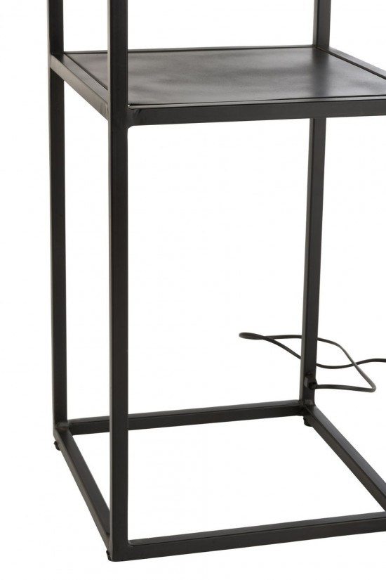 Jline Lamp Vierkant Ijzer Jute Naturel Zwart.