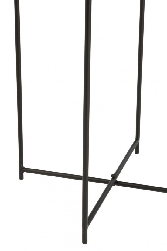 J Line tables d appoint bouts de canapé Jolipa Set De 2 Tables Gigognes Rond Fer Bois De Manguier Brun Noir.