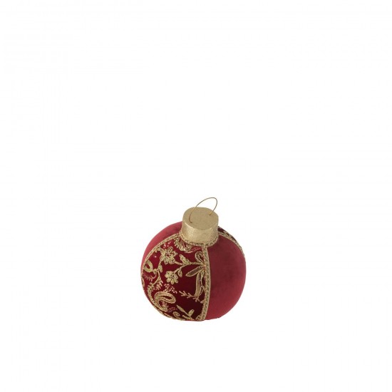 J Line Bal Decoratief Patroon Polyfoam Textiel Rood Goud Medium objecten JO46515.