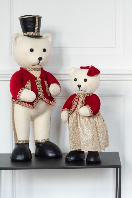 Jline Oso De Pie Chico Chica Polyfoam Textil Rojo Oro Large Surtido De 2.