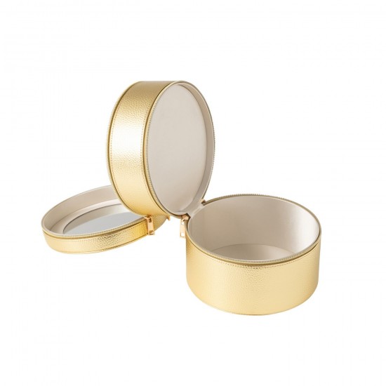 J Line Porte bijoux. Boîte à bijoux. Boîtes à bijoux Jolipa Boite Pour Cosmétiques Rond Miroir Cuir Artificiel Or.