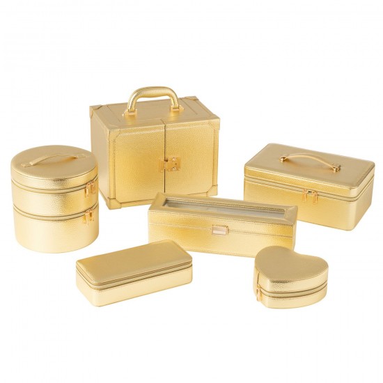 Jline Schmuckkoffer Griff Kunstleder Gold Schmuckhalter Schmuckhaltern Schmuckkästchen.