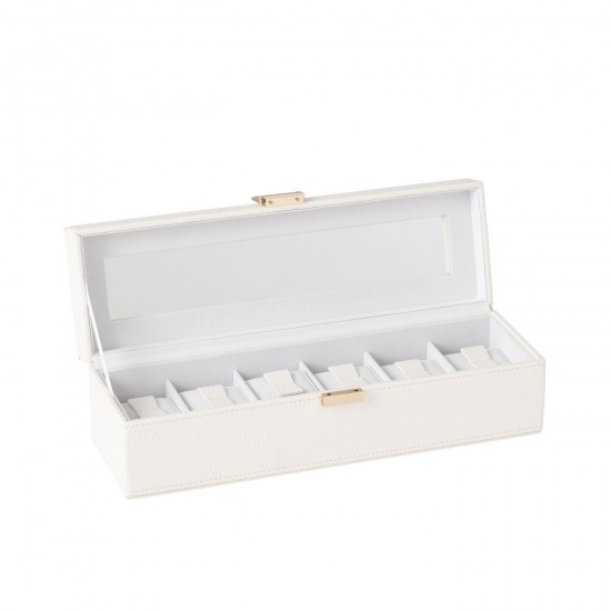 J Line Porte bijoux. Boîte à bijoux. Boîtes à bijoux Jolipa Boite A Montres 6 Compartiments Cuir Artificiel Blanc.