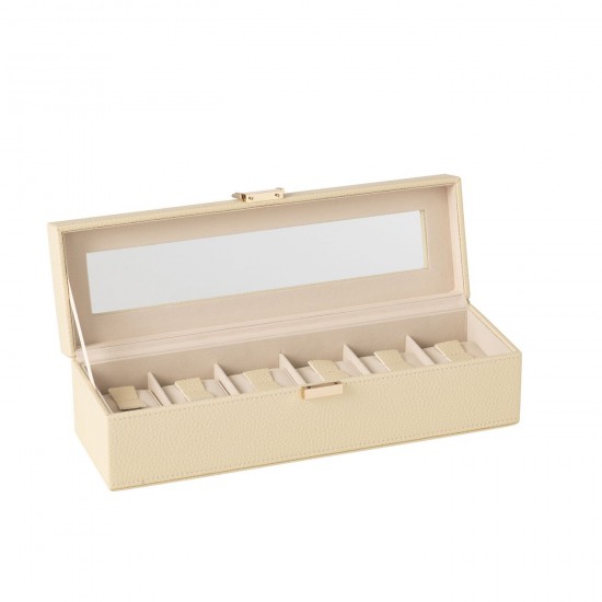 J Line Porte bijoux. Boîte à bijoux. Boîtes à bijoux Jolipa Boite A Montres 6 Compartiments Cuir Artificiel Beige.