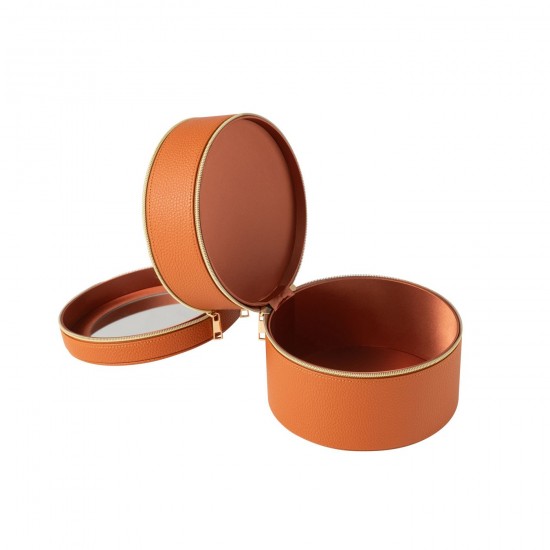 J Line Porte bijoux. Boîte à bijoux. Boîtes à bijoux Jolipa Boite Pour Cosmétiques Rond Miroir Cuir Artificiel Cognac.