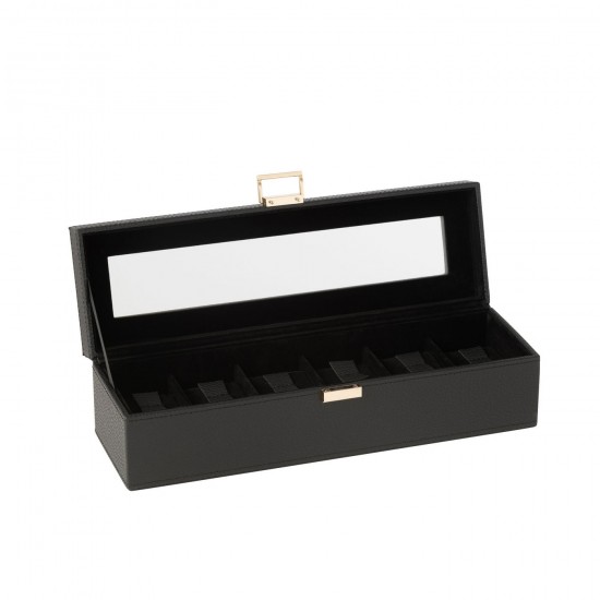 J Line Porte bijoux. Boîte à bijoux. Boîtes à bijoux Jolipa Boite A Montres 6 Compartiments Cuir Artificiel Noir.