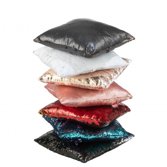 J Line Cushion Reversible Sequin Black Silver cushion.