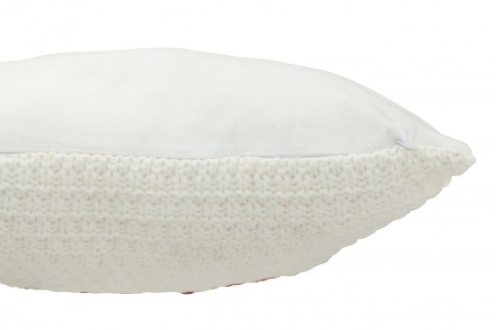 J Line coussins Jolipa Coussin Tricoté Relax Polyester Acrylique Blanc Rouge.