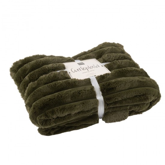 J Line Plaid Large Corduroy Polyester Donkergroen plaids deken dekens dekentjes quilts JO46607.