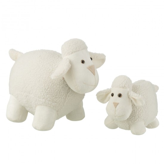 J Line arrets butoirs de porte Jolipa Cale Porte Mouton Polyester Blanc Large.