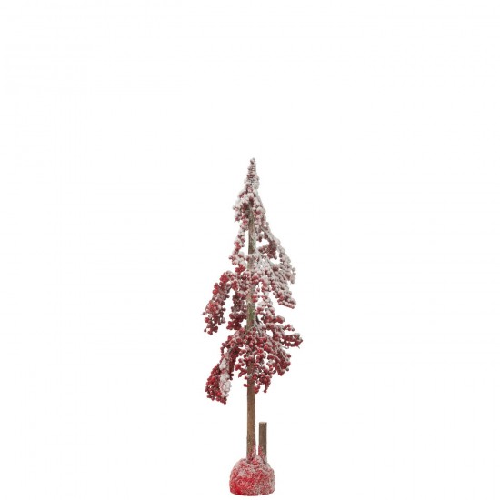 J Line Kerstboom Decoratief Grote Bessen Plastiek Rood Small kerstbomen JO47069.