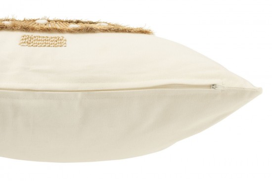 J Line coussins Jolipa Coussin Sapin Franges Pompomps Coton Blanc Doré.