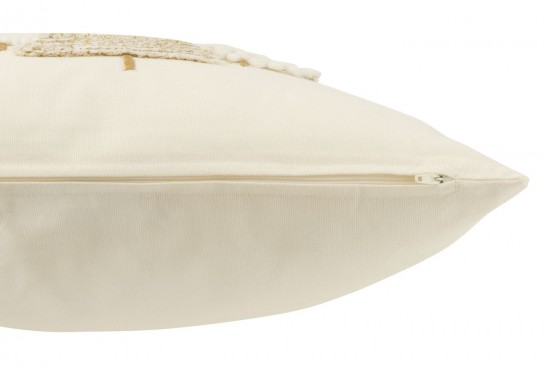 J Line coussins Jolipa Coussin Sapins Relief Coton Blanc Doré.