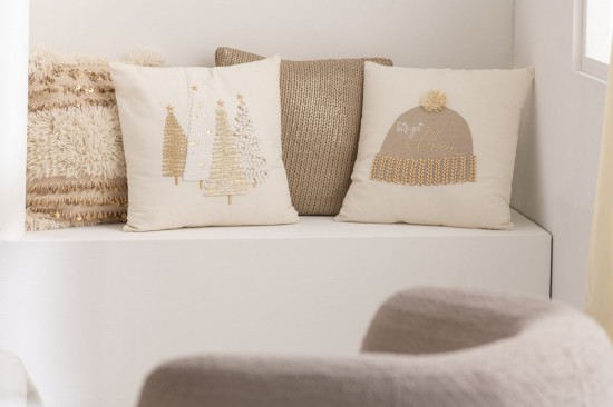 Jline Cojin Gorro Let S Get Cozy Algodon Blanco Beige.