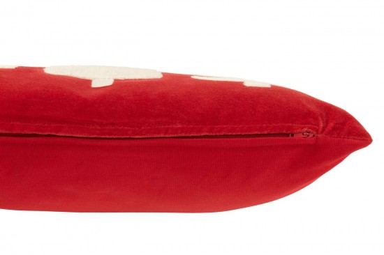 J Line coussins Jolipa Coussin Rectangle Sapins Texture Velours Rouge Blanc.
