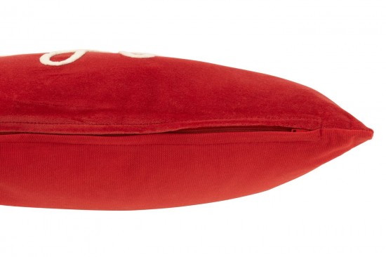 J Line coussins Jolipa Coussin Rectangle Joyful Velours Rouge Blanc.