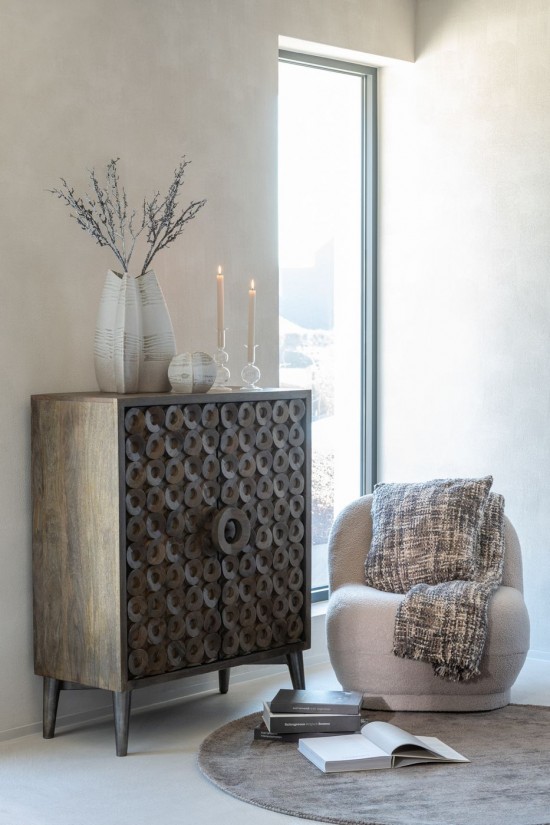 Jline Cojín Tweed Acrílico Algodón Marrón Beige.