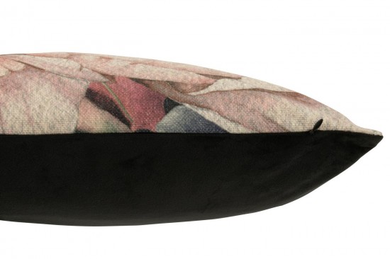 J Line coussins Jolipa Coussin Imprimé Fleur Polyester Cotton Noir Rose.