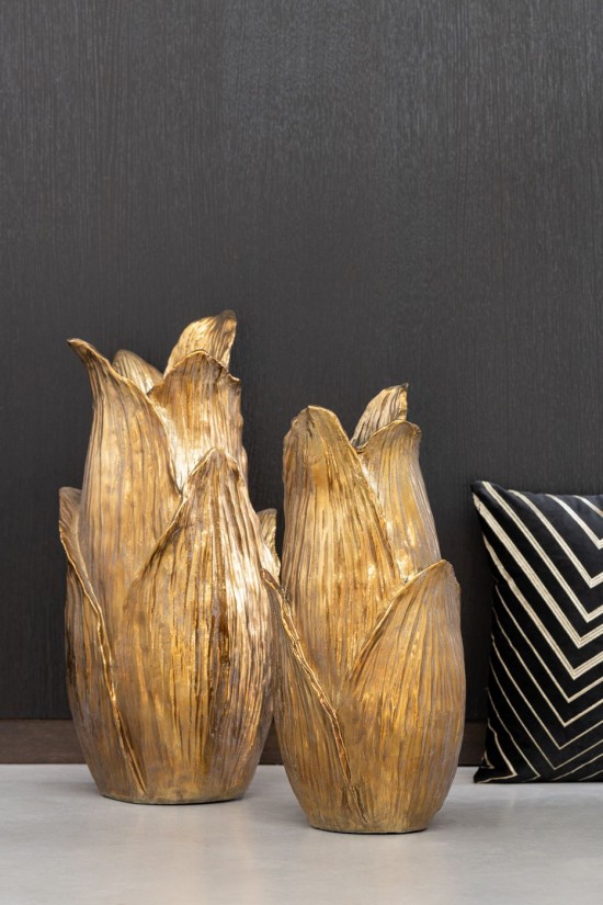 Jline Kissen Linien Pyramiden Velours Schwarz Gold kissen.