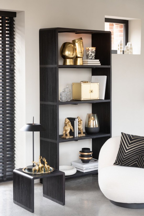 J Line Cushion Lines Pyramids Velvet Black Gold cushion.