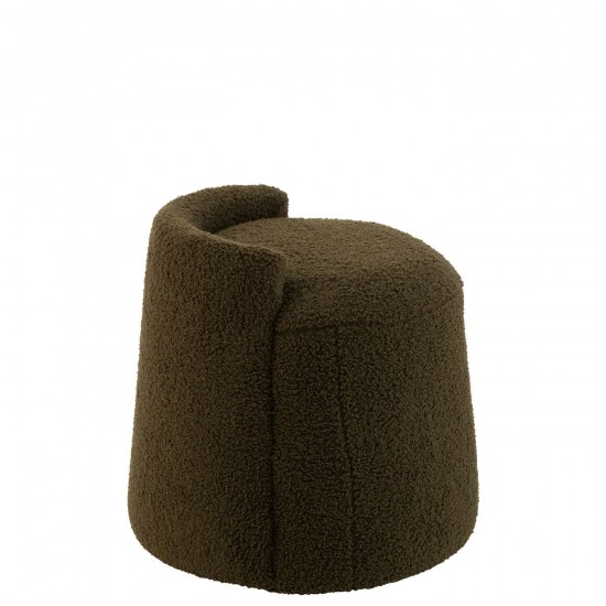 J Line poufs Jolipa Pouf Teddy Rond Dossier Bouclé Vert.