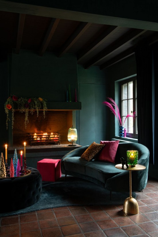 J Line Pouf Cubo Velluto Lampone Pouf Cubo Terciopelo Frambuesa.