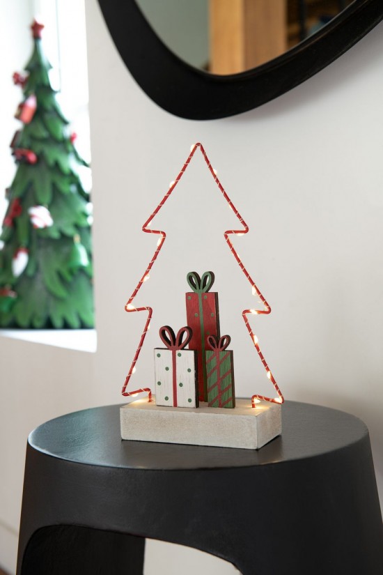 Jline Árbol De Navidad Regalos Led Blanco Rojo Verde Small.