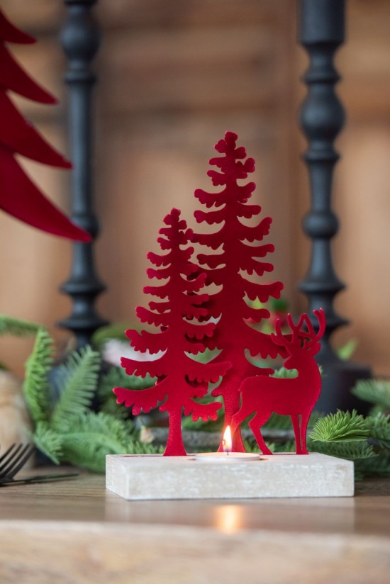 Jline Fotosforo 1 Pieza Reno Árbol Metal Madera Rojo.