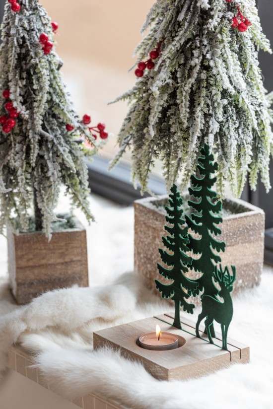 Jline Fotosforo 1 Pieza Reno Árbol Metal Madera Verde Oscuro.