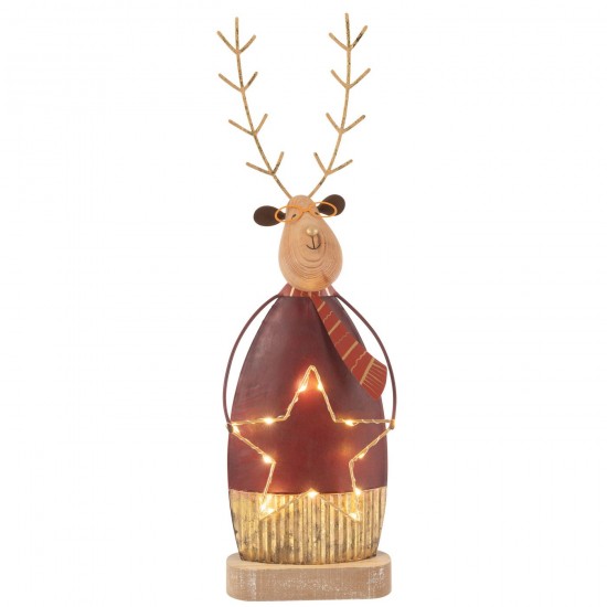 J Line Rendier Deco Sjaal Bril Led Metaal Roest Goud Large rendieren elanden JO47231.