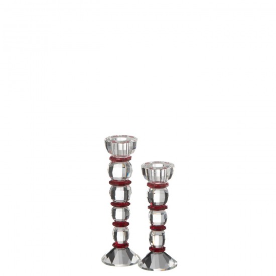 J Line chandeliers candélabres Jolipa Chandelier Annie Crystal Rouge Transparent Large.