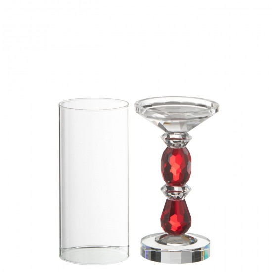 J Line Hurricane Marie Crystal Red Transparent Large candleholders candle holders candlesticks.